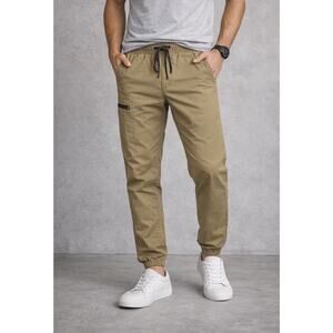 Plugg Mens Jogger Pant Sze M Pull On Drawstring Elastic Waist Ripstop Pocket